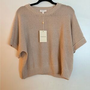 Entro Beige Knit Sweater – Size Large – Short Sleeve / Lightweight